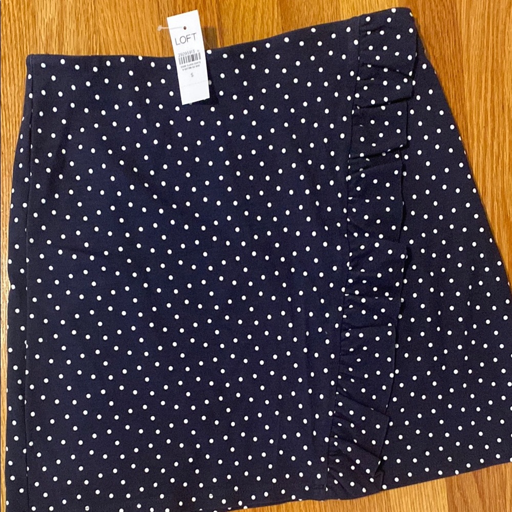 LOFT Blue Ruffled Pencil Mini Skirt